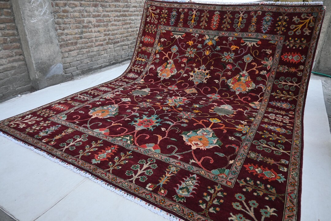 9x12 Large Marron Rug- Afghan Bijdar Rug- Handmade Wool Rug- Turkmen ...