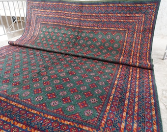 10x13 Large Dark Green Area Rug- Afghan Mowri Rug- Handmade Wool Bukhara Rug- Medallion Vintage rug 300x400 cm Oriental Bedroom Classic Rug