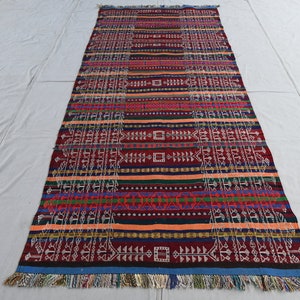4x10 Handmade Rug- Afghan Wide Runner Rug- Vintage Flatweave Kilim Rug- Laghari Kilim Rug- Faded Rug- Turkmen Boho Rug- Oriental Bedroom Rug