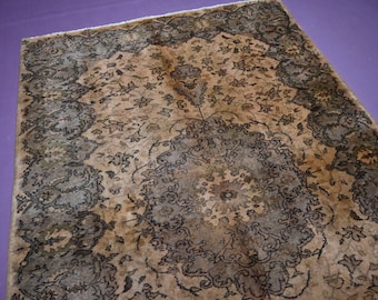 Terrakotta One of a Kind Teppich - 6x9 Türkisches Geometrisches Design Teppich - Afghanischer Handgewebter Teppich - Geometrischer Kunstteppich - 1940er Jahre antiker Teppich - Stammesteppich