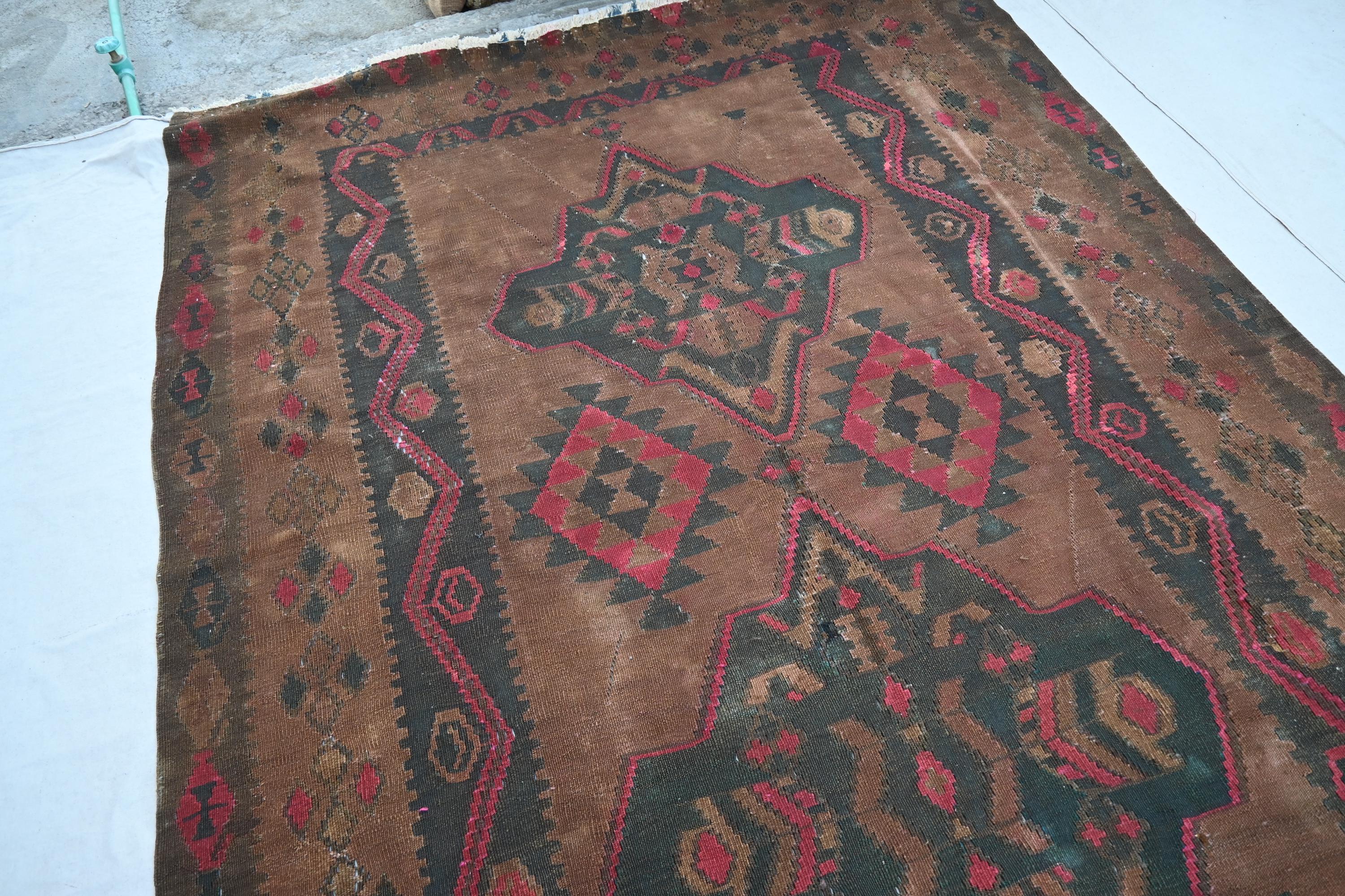 6x15 ヴィンテージ テラコッタ ラグ 1900 アンティーク トルクメン