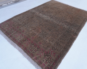 100x150 Terrakotta Teppich Handgemachter Woll Teppich Turkmenischer Buchara Teppich Handgefertigter Teppich Vintage Orientalischer Teppich Wohnzimmer hängend