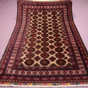 4x6 Afghan Vintage Rug 100% Handmade Wool Turkmen Sarique Area Rug- Oriental Rug- Tribal Antique Fine Quality Rug- Bedroom Rug- Office Rug