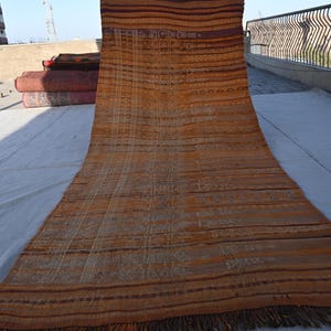 4x10 ft Runner Terracotta Rug- Handmade Wool Rug- Afghan Vintage Rug Laghari Flatweave Kilim Rug Tribal Boho Rug- Hallway Runner Kitchen Rug