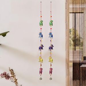 Tapices de pared indios Jhoomer, regalo de cinco piezas de elefante para colgar en la pared para puerta, juego de 2, tapiz combinado/capa, arte de pared para dormitorio y oficina