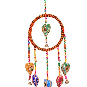 Anillo con forma de corazón para colgar en la pared de la puerta del hogar, colgante decorativo, arte de pared bohemio, decoración del hogar, colgante de pared, bandarwal para regalo de puerta principal