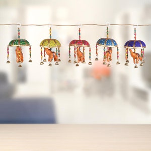 Home Decor Elephant Wall Hangings Pack of 5, boho wall art Multicolour Handmade Umbrella Decoration wall basket Home Living Wall Decor Gift