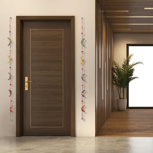 Luna colgante india y forma de estrella en un colgante y diseño para puerta Juego de 2 colgantes de pared, cuentas de madera colgando par \ latkan / línea / regalo de capa