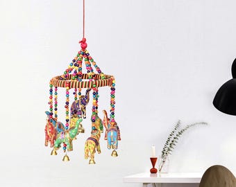 Home Decoration wall art Nine Elephant Shape Hanging Layer with Door Hanging, Handcrafted Indian Elephant Door Hanging, Gift For Her and Him