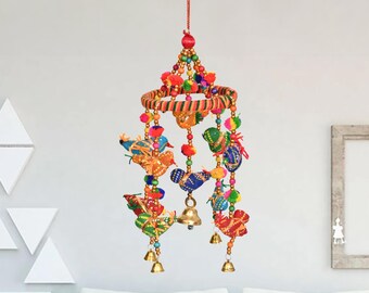 Indian Decoration Wall hanging Jhoomer gift Chunri Fabric Birds Jhoomer/Hanging, Design for Home Doors and Balcony Home wall hanging art
