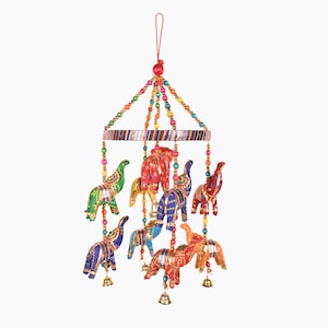 Home Decor Indian Windchime Wall Hanging Wall Art Showpiece Decorative Hanging Birthday Gift Elephant Bell Ring Jhoomer Wedding Wall Hanging