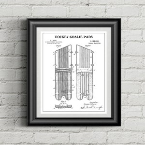 Hockey, hockey keeper, keeper pads, patent print, sport poster, kunst aan de muur, direct downloadbare afdrukbare