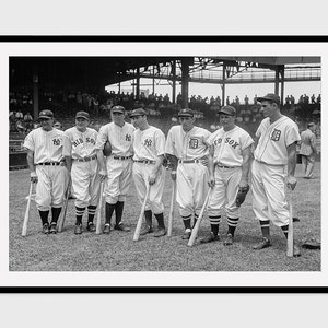 Baseball All-Star Game - 1937 - Lou Gehrig, Joe Cronin, Bill Dickey, Joe DiMaggio, Charley Gehringer, Jimmie Foxx, and Hank Greenberg,