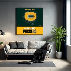 Lambeau Field, Green Bay Packers Poster, Modern Football Poster.