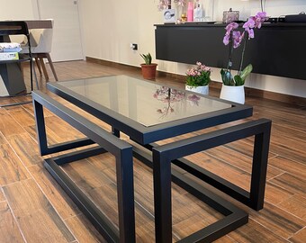Tavolo salotto da caffè stile industrial table infinity