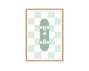 Skateboard wall art, checkered skateboard, Boy Nursery wall art, Kids Room, Quote Play Wall Art, Retro boys