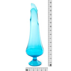 Vintage LE Smith Swung Glass Vase Blue