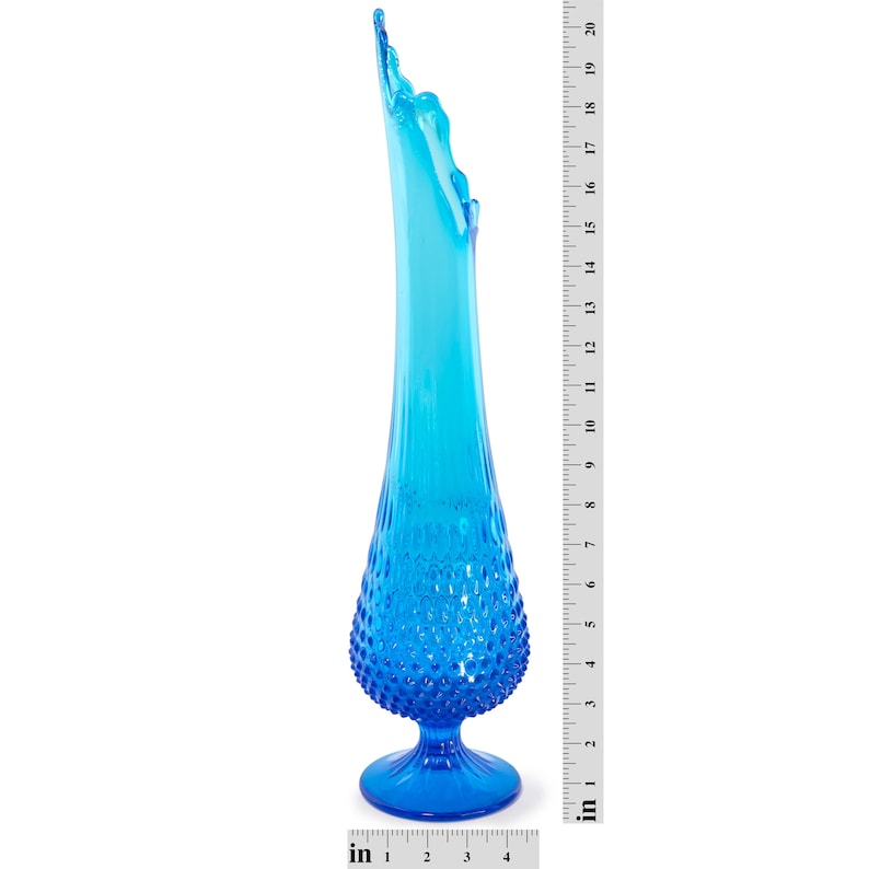 Vintage LE Smith Swung Glass Vase Blue Etsy
