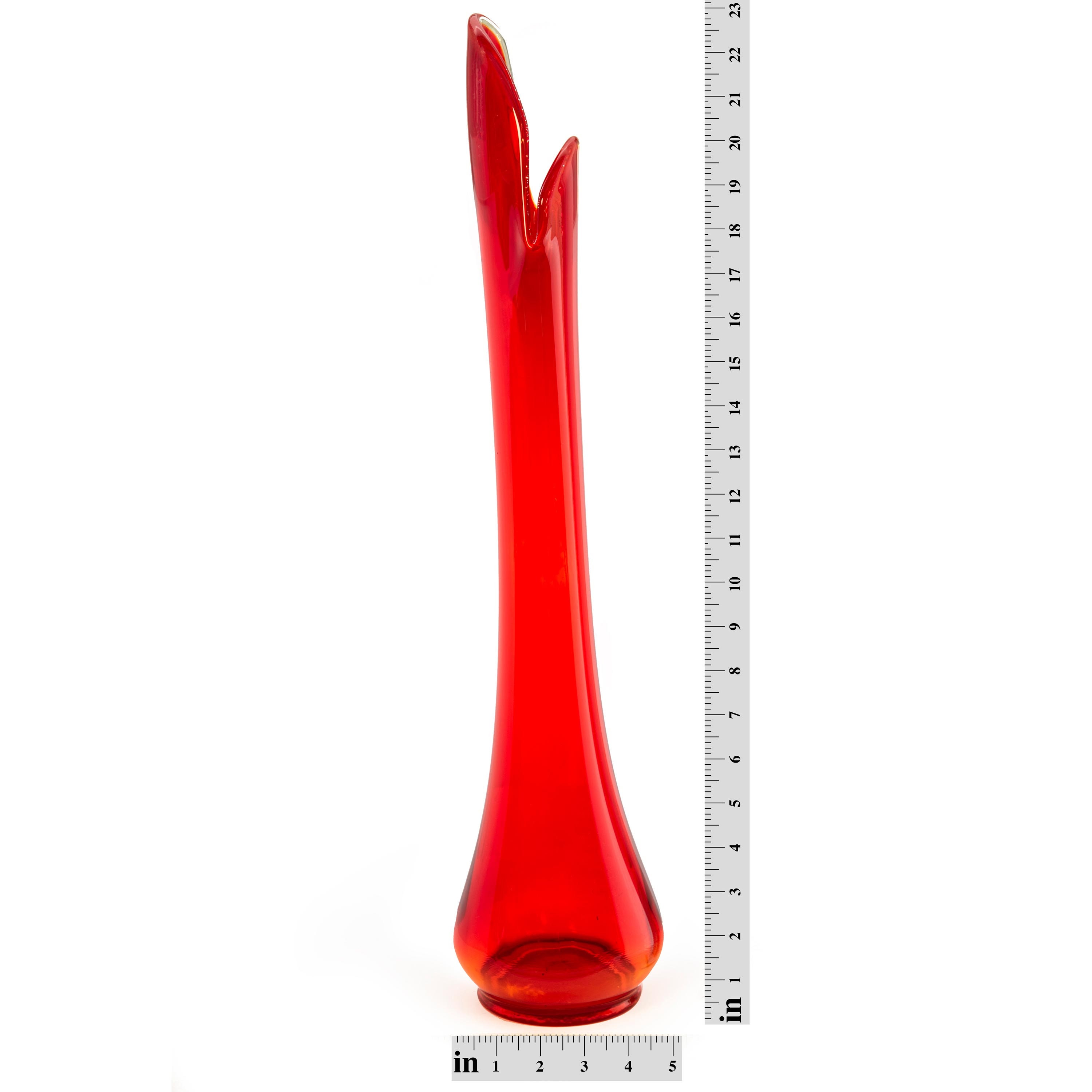 Vintage LE Smith Swung Glass Vase Red/orange Etsy