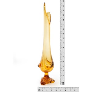 Mid-Century LE Smith Amber Swung Glass Vase