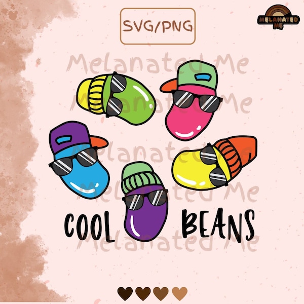 Cool Beans SVG/PNG, Rainbow Beans / Bean Designs / HipHop Beans / Retro Beans / Bean Graphics / Bean Vectors / Illustrations / Bean SVG