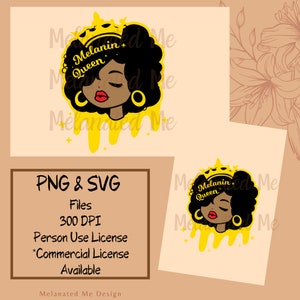 Melanin Queen SVG/PNG, Melanin-princess, Black Queen Svg, Afro Baby Girl, Melanin Clipart, Black Woman Png, Black Girl Magic, Afro Puff PNG