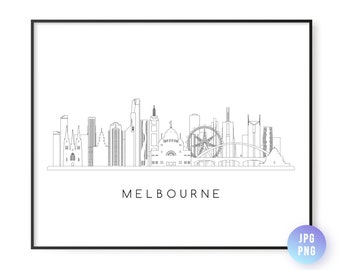 Melbourne Skyline Print. Melbourne City Skyline line art. Instant Download. Printable wall art. Digital Download. Downloadable art. jpg, png