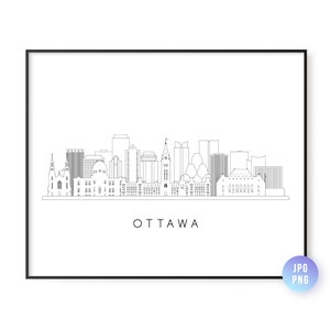 Ottawa Skyline Print. Ottawa City  Skyline line art. Instant Download. Printable wall art. Digital Download. Downloadable art. jpg, png