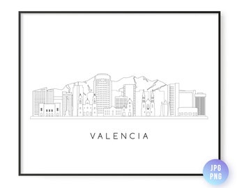 Valencia Skyline Print. Valencia City Venezuela Skyline line art. Instant Download. Wall art. Digital Download. Downloadable art. jpg, png