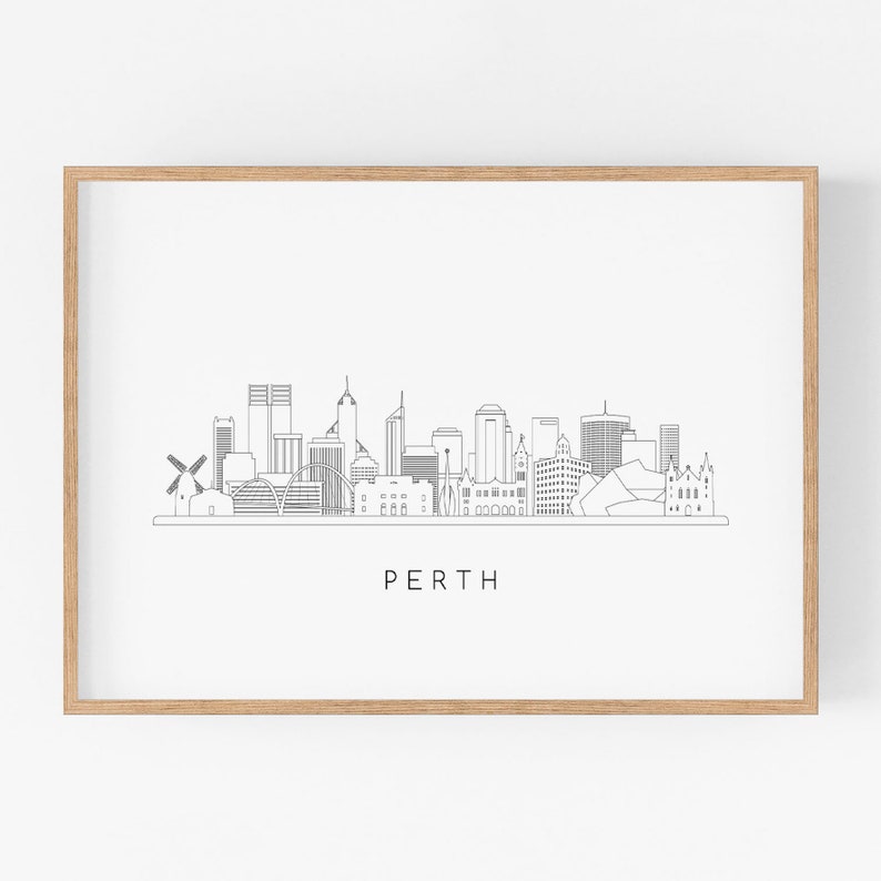 Perth Skyline Print. Perth City Skyline Line Art. Instant Download ...