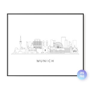 Munich Skyline Print. Munich City Bavaria Skyline line art. Instant Download. Printable wall art. Digital Download. Downloadable art.jpg,png