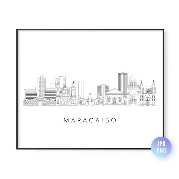 Maracaibo Skyline Print. Maracaibo City Skyline line art. Instant Download. Printable wall art. Digital Download. Downloadable art. jpg, png