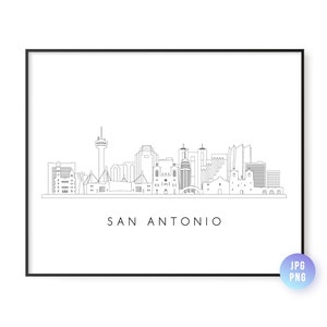 San Antonio Skyline Print. San Antonio City Skyline line art. Instant Download. Wall art. Digital Download. Downloadable art. jpg, png