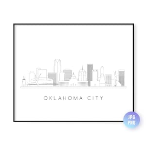 Oklahoma City Skyline Print. Oklahoma City  Skyline line art. Instant Download. Wall art. Digital Download. Downloadable art. jpg, png