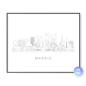 Madrid Skyline Print. Madrid City Spain Skyline line art. Instant Download. Printable wall art. Digital Download. Downloadable art. jpg, png