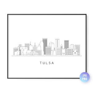 Tulsa Skyline Print. Tulsa City AZ Skyline line art. Instant Download. Printable wall art. Digital Download. Downloadable art. jpg, png