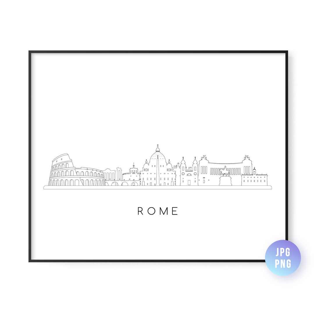 Rome Skyline Print. Rome Italy City Skyline Line Art. Instant Download ...