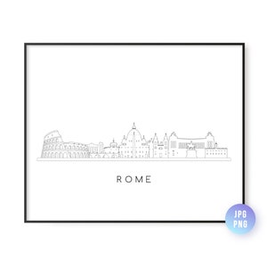 Rome Skyline Print. Rome Italy City Skyline line art. Instant Download. Printable wall art. Digital Download. Downloadable art. jpg, png