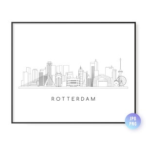Rotterdam Skyline Print. Rotterdam City Skyline line art. Instant Download. Printable wall art. Digital Download. Downloadable art. jpg, png