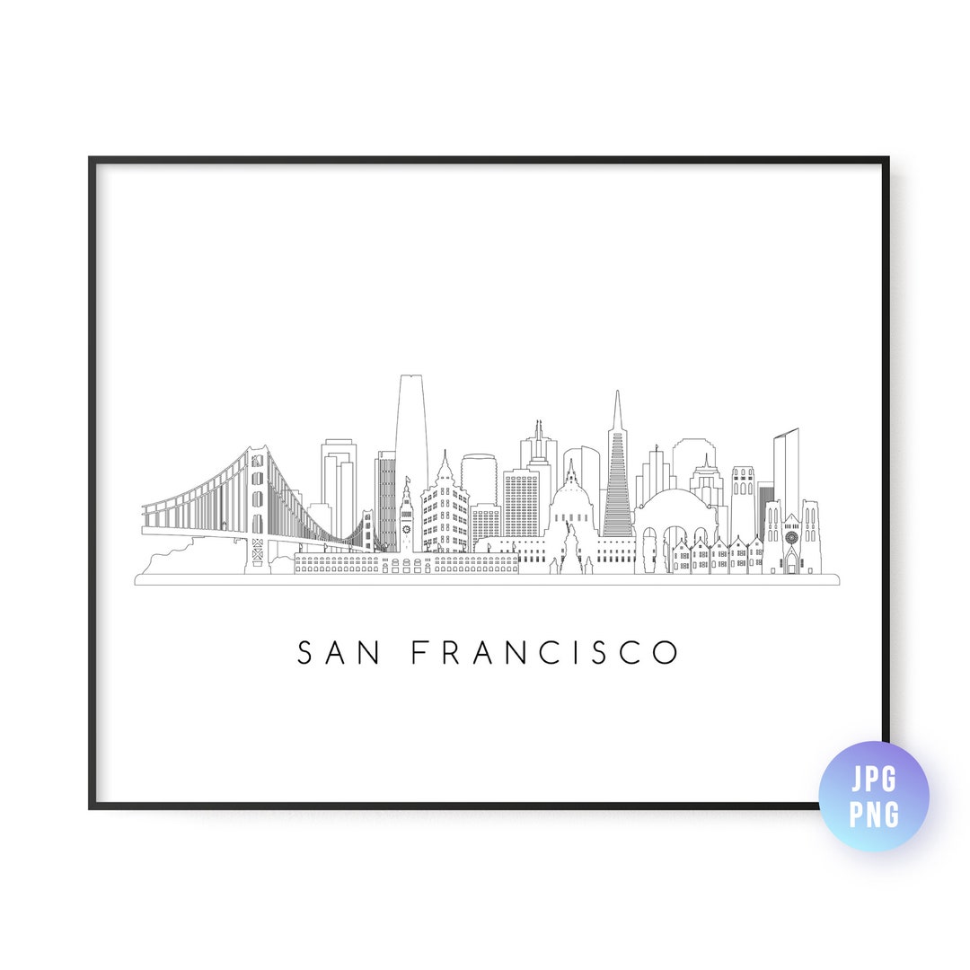 San Francisco Skyline Print. San Francisco City Skyline Line Art ...