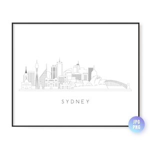 Sydney Skyline Print. Sydney City Skyline line art. Instant Download. Printable wall art. Digital Download. Downloadable art. jpg, png