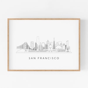 San Francisco Skyline Print. San Francisco City Skyline Line Art ...