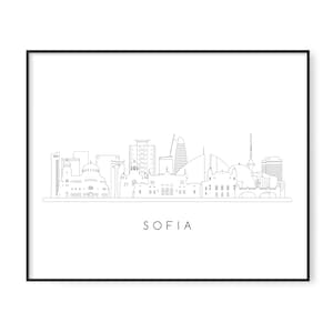 Sofia Skyline Print. Sofia City Skyline line art. Instant Download. Printable wall art. Digital Download. Downloadable art. jpg, png