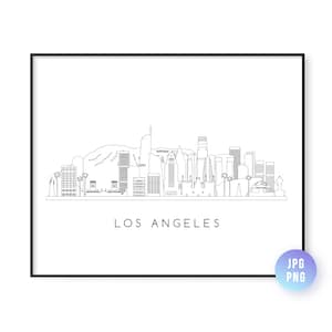 Los Angeles Skyline Print. Los Angeles City Skyline line art. Instant Download. Wall art. Digital Download. Downloadable art. jpg, png