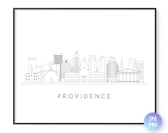 Providence Skyline Print. Providence City Skyline line art. Instant Download. Printable wall art. Digital Download. Downloadable art.jpg,png