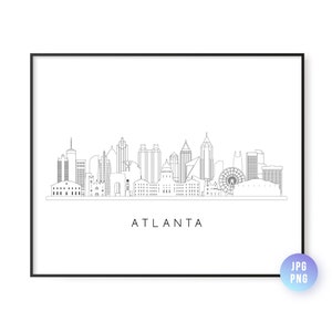 Atlanta Skyline Print. Atlanta City Skyline line art. Instant Download. Printable wall art. Digital Download. Downloadable art. jpg, png