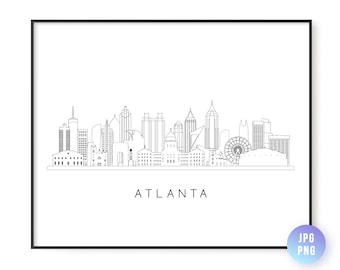 Atlanta Skyline Print. Atlanta City Skyline line art. Instant Download. Printable wall art. Digital Download. Downloadable art. jpg, png