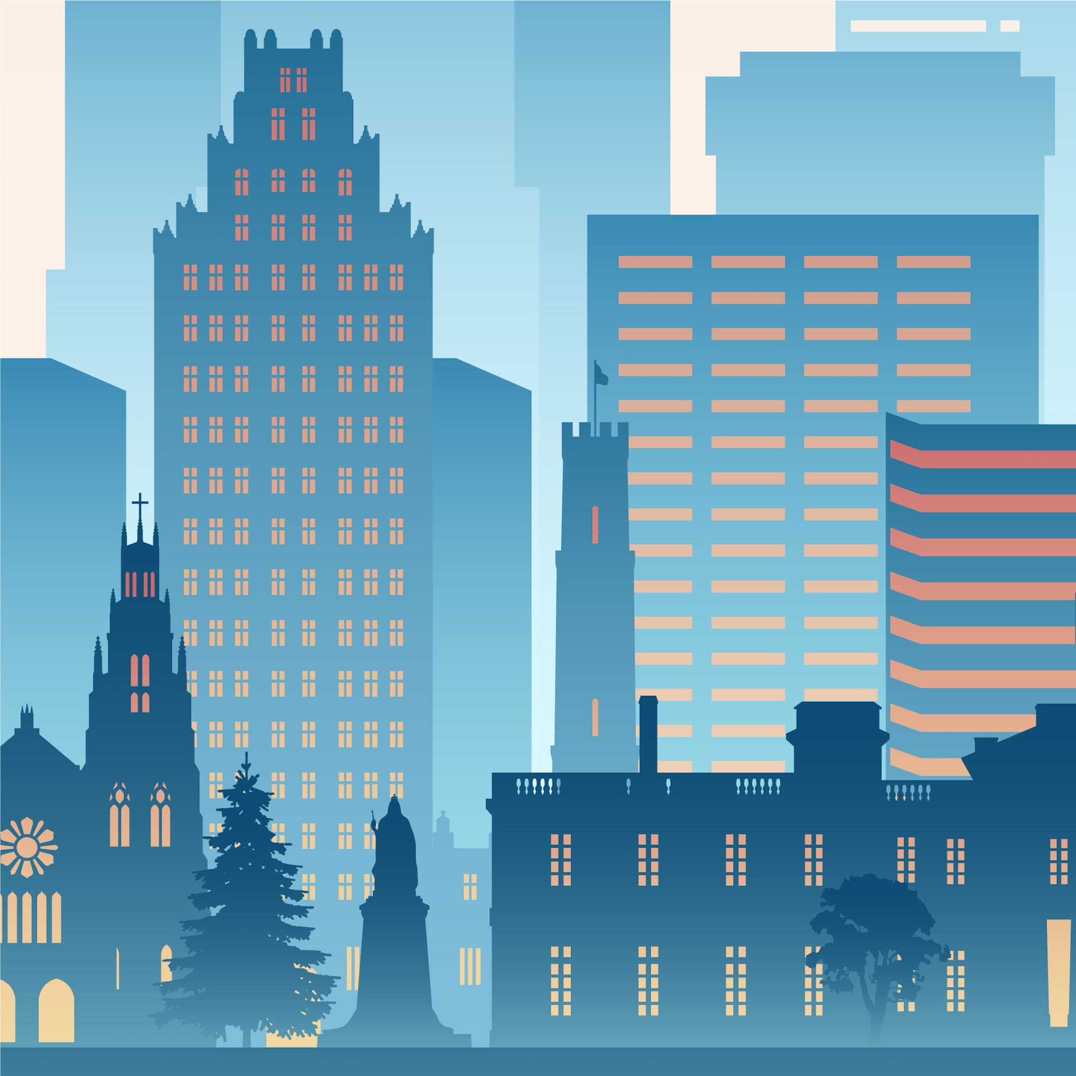Blue Hamilton Skyline Print. Hamilton Canada Skyline Digital Print ...