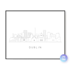 Dublin Skyline Print. Dublin, Ireland City Skyline line art. Instant Download. Printable wall art. Digital Download.Downloadable art.jpg,png