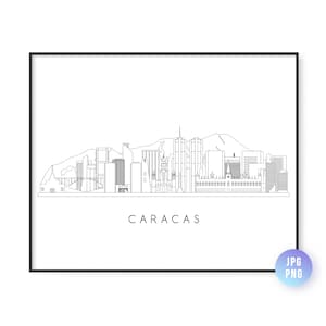 Caracas Skyline Print. Caracas City Venezuela Skyline line art. Instant Download. Wall art. Digital Download. Downloadable art. jpg, png